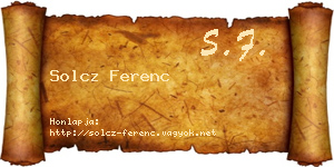 Solcz Ferenc névjegykártya